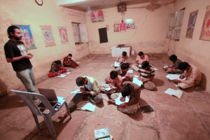 Shuvajit Payne teaching rural children waifad