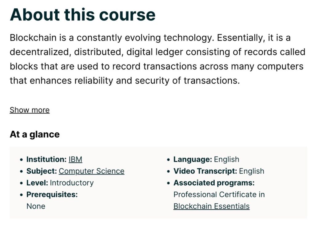 edX about course section