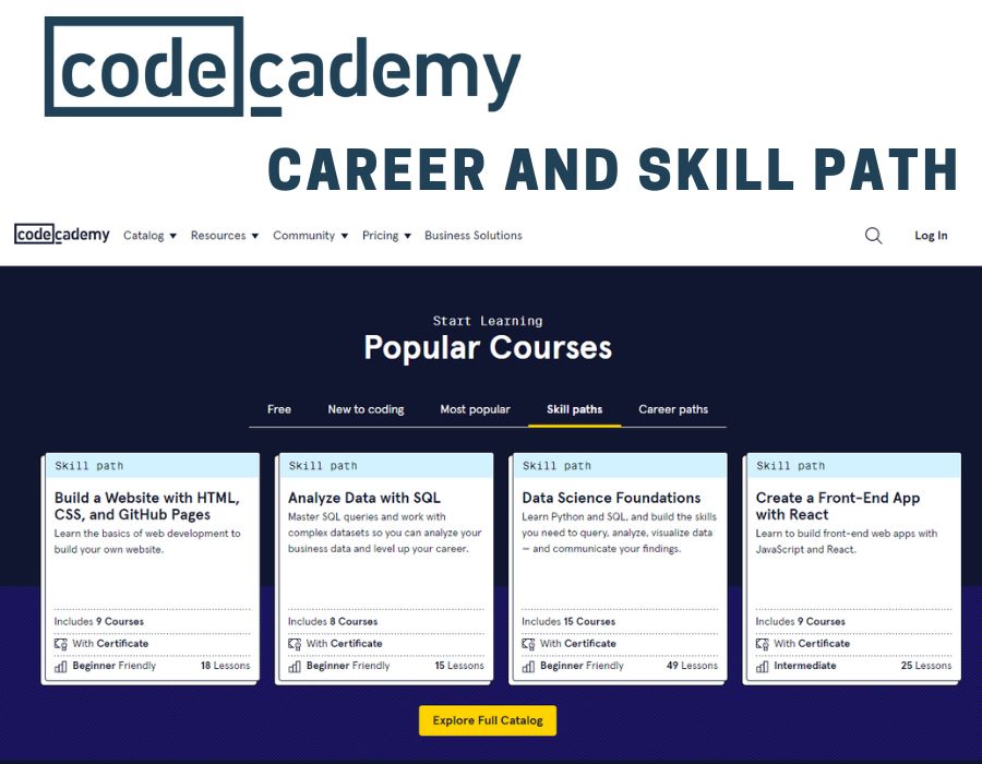Codecademy career and skill paths
