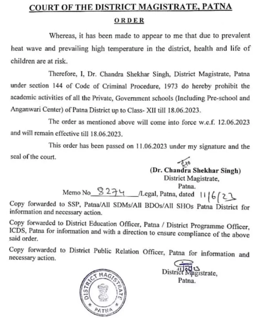 Patna schools prioritize student safety, extend summer break till June 18 due to heatwave concerns.